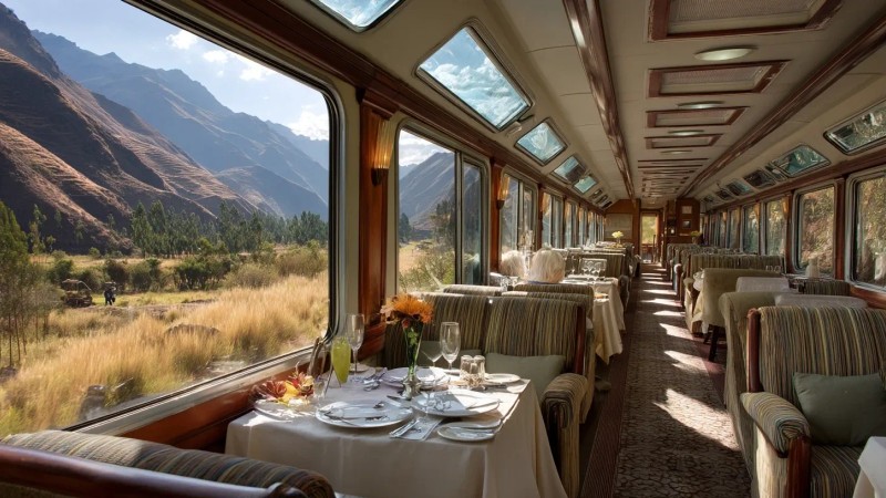 Scenic train journey from Cusco to Machu Picchu through Sacred Valley