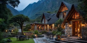 Luxury travelers enjoying premium accommodations at Machu Picchu Sanctuary Lodge, fine dining with Andean-fusion cuisine, private guided tours, helicopter transfers, and exclusive experiences with world-class service and comfort