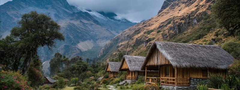 Sustainable tourism in Peru showing eco-friendly accommodations, responsible trekking with Leave No Trace principles, community-based tourism supporting indigenous peoples, conservation efforts, and travelers minimizing environmental impact while preserving cultural heritage