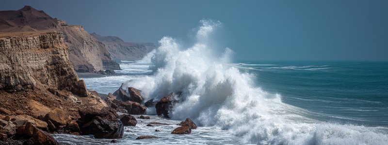 Waves breaking off the coast of Pacasmayo, Peru
