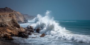 Waves breaking off the coast of Pacasmayo, Peru