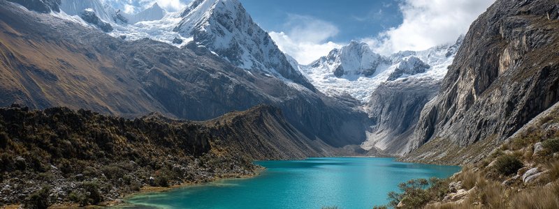 Snow‑capped peaks and turquoise lake in Huascarán National Park