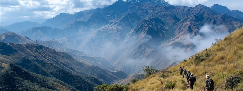 Hikers exploring Vilcabamba Trek with dramatic mountain scenery