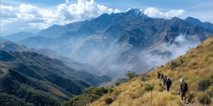 Hikers exploring Vilcabamba Trek with dramatic mountain scenery