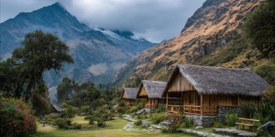 Sustainable tourism in Peru showing eco-friendly accommodations, responsible trekking with Leave No Trace principles, community-based tourism supporting indigenous peoples, conservation efforts, and travelers minimizing environmental impact while preserving cultural heritage