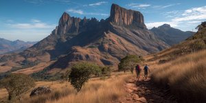 Hikers exploring Waqrapukara Hike with dramatic mountain scenery